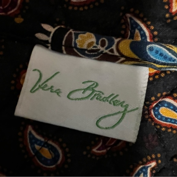 Vintage VERA BRADLEY Kensington 2006 Button M Tote Black Brown Cream Quilted USA - Picture 11 of 12